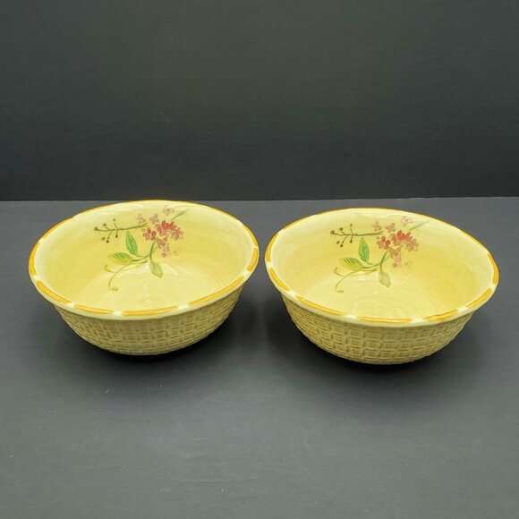 Pfaltzgraff Silk Rose Soup Cereal Bowls Textured Floral Cream Bowls - Picture 1 of 7